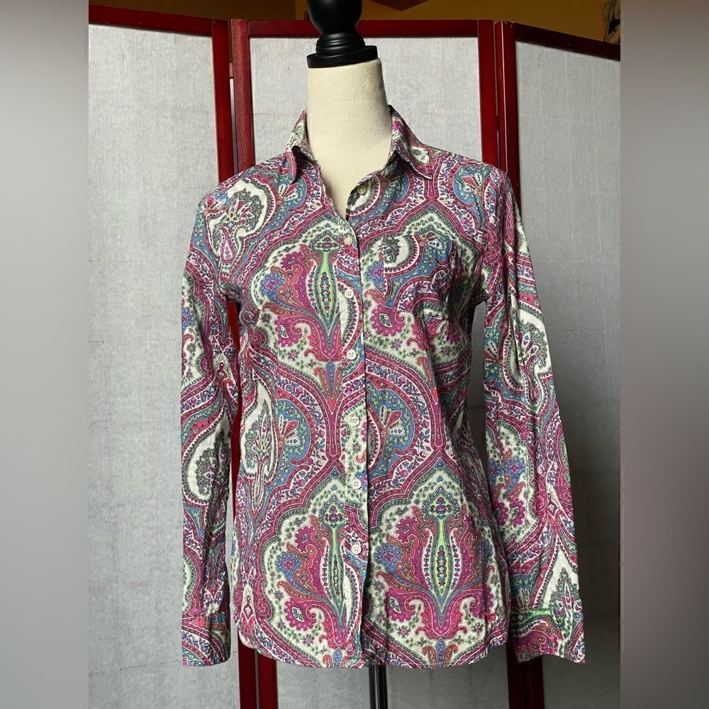 Talbots Multicolored Paisley Button Down Top (Size: XS) - Picture 11 of 12